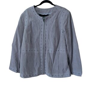 Bradley Bayou Light Purple Lavender Studded Zip Up Suede Jacket Coat Size 2X